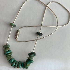 Navajo green turquoise sterling silver necklace